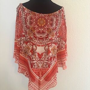 Classic bohemian vibe Red and Orange Patterned Women's Top